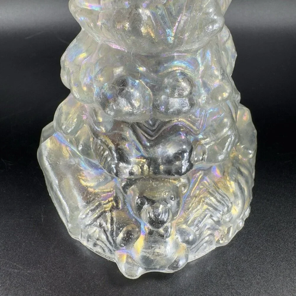 Vintage 1980s White Iridescent Glass Christmas Tree Hollow‎ Figurine Decor VTG